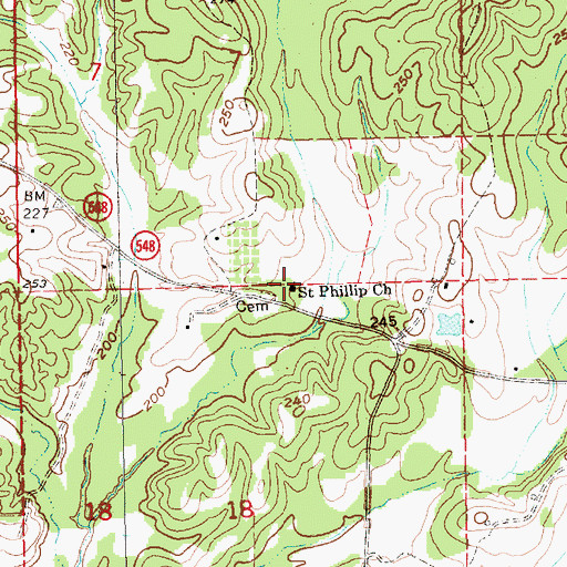 Topographic Map of Saint Phillip Church, MS