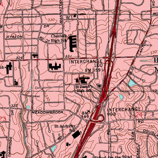 Topographic Map of Saint Richards High School, MS