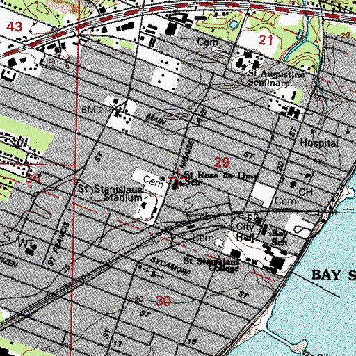 Topographic Map of Saint Rose de Lima School, MS