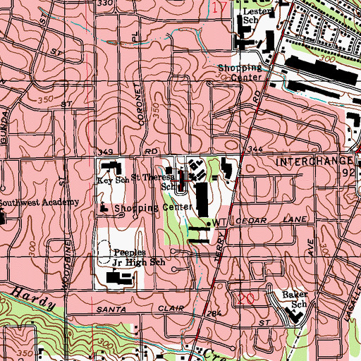 Topographic Map of Saint Therese Elementary School, MS