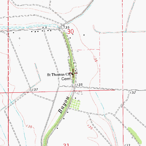 Topographic Map of Saint Thomas Church, MS