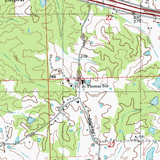 Topographic Map of Saint Thomas School, MS