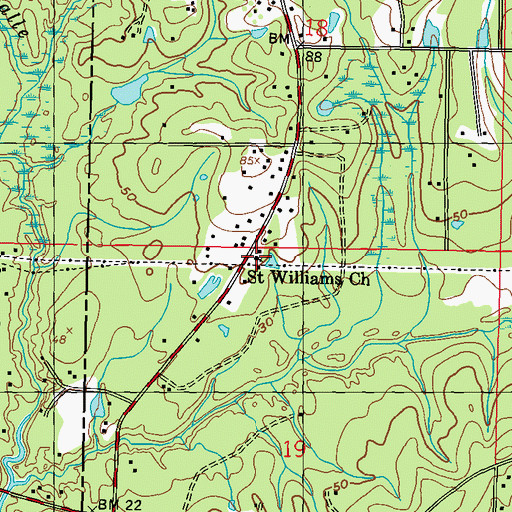 Topographic Map of Saint Williams Church, MS