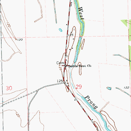 Topographic Map of Saints Rest Church, MS