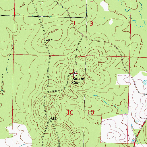 Topographic Map of Salem Cemetery, MS