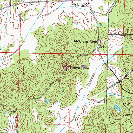 Topographic Map of Salem Cemetery, MS