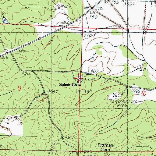 Topographic Map of Salem Cemetery, MS