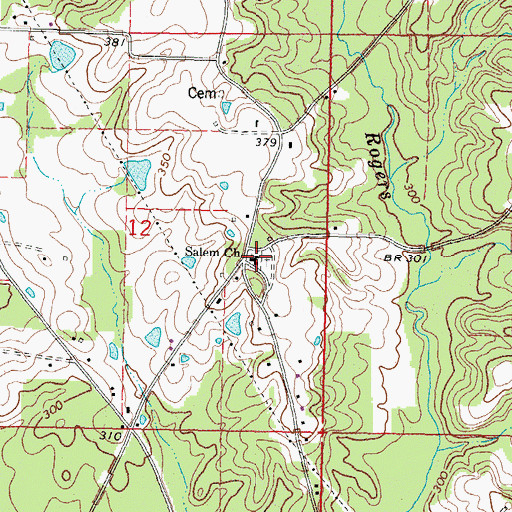Topographic Map of Salem Baptist Church, MS