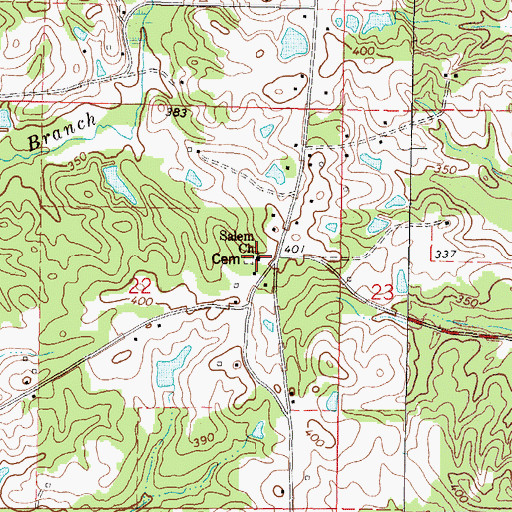 Topographic Map of Salem Baptist Church, MS