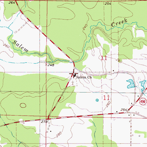 Topographic Map of Salem Baptist Church, MS