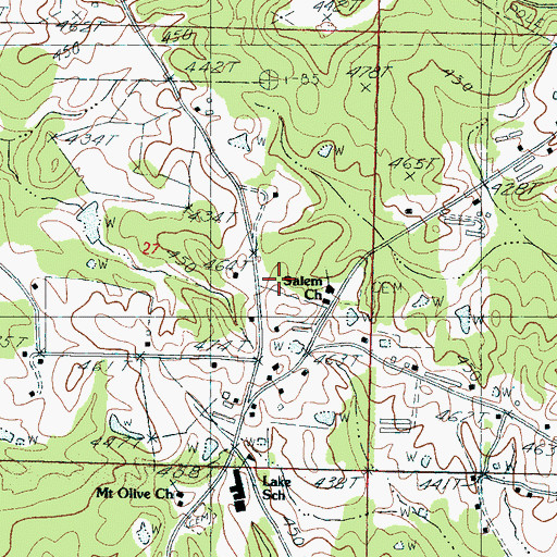 Topographic Map of Salem Church, MS