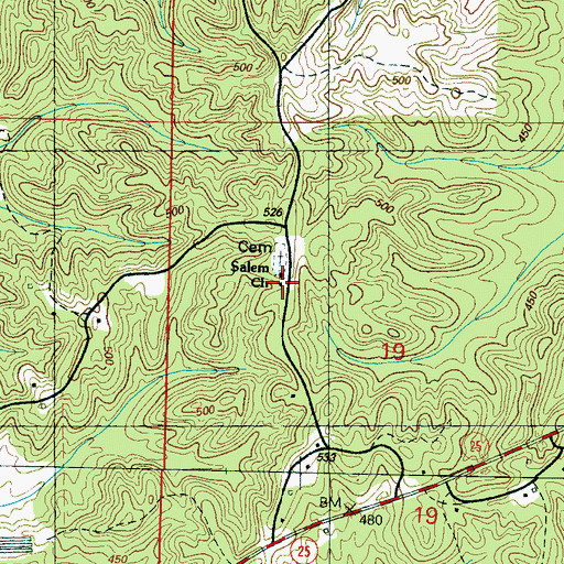 Topographic Map of Salem Church, MS