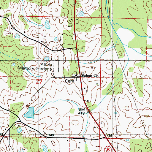 Topographic Map of Salem Methodist Church, MS