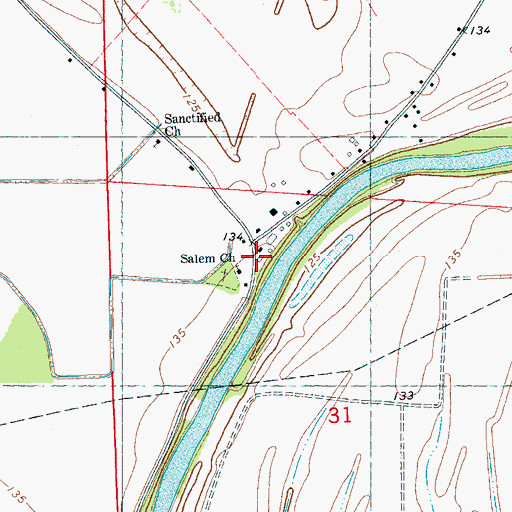 Topographic Map of Salem Church, MS