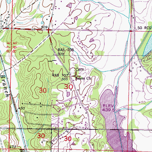 Topographic Map of Salem Church, MS