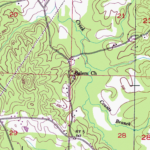Topographic Map of Salem Church, MS