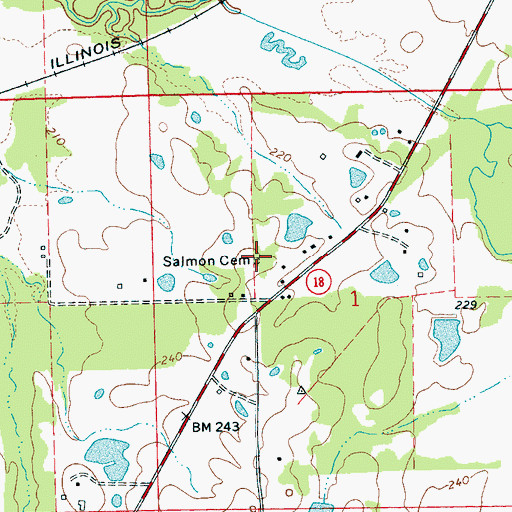 Topographic Map of Salmon Cemetery, MS