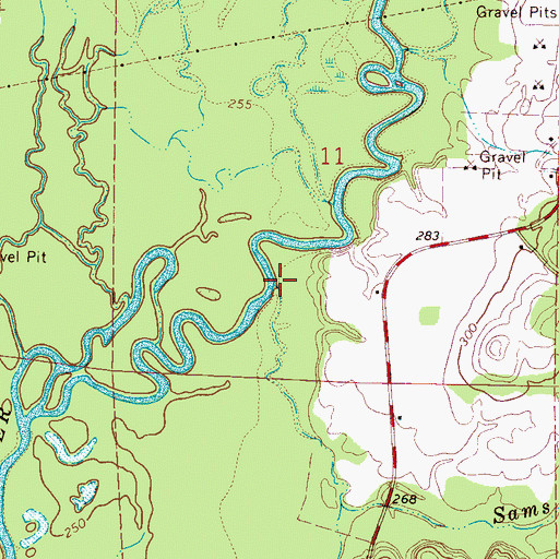 Topographic Map of Sams Branch, MS