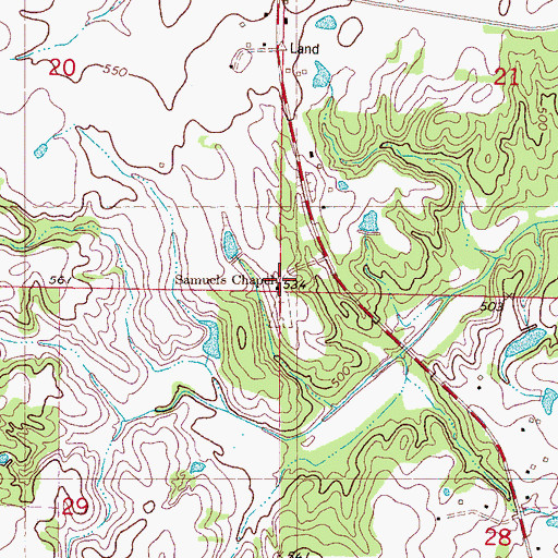 Topographic Map of Samuels Chapel, MS