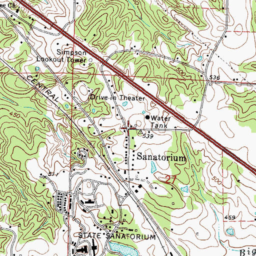 Topographic Map of Sanatorium, MS