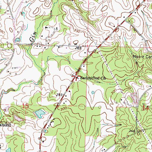 Topographic Map of Sanctified Church, MS
