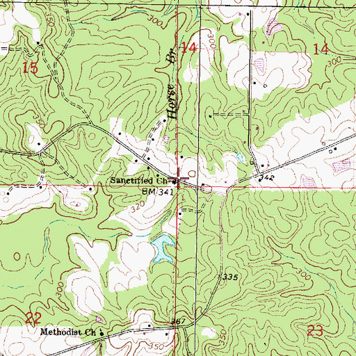 Topographic Map of Sanctified Church, MS