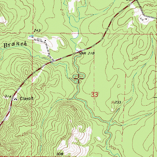 Topographic Map of Sand Branch, MS