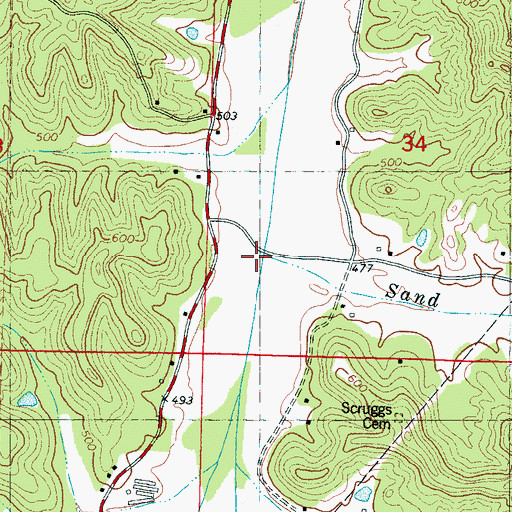 Topographic Map of Sand Branch, MS