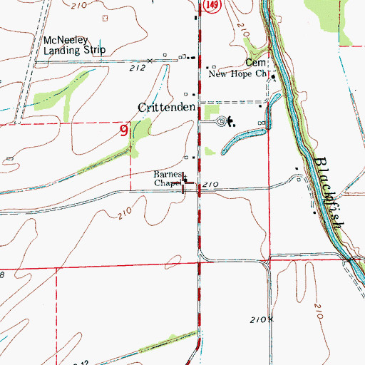 Topographic Map of Barnes Chapel, AR