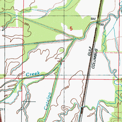 Topographic Map of Sand Creek, MS