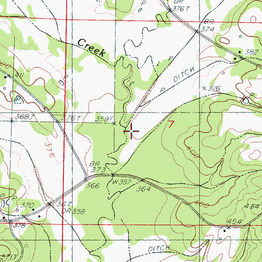 Topographic Map of Sand Creek, MS
