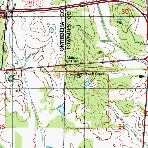 Topographic Map of East Sand Creek Church, MS
