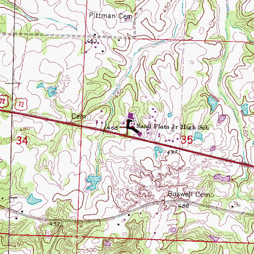 Topographic Map of Sand Flats Junior High School, MS