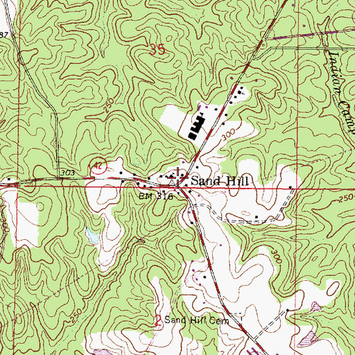 Topographic Map of Sand Hill, MS