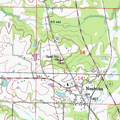 Topographic Map of Sand Hill Church, MS