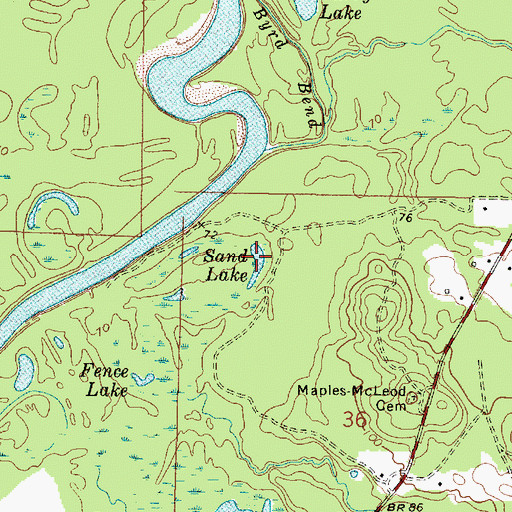 Topographic Map of Sand Lake, MS