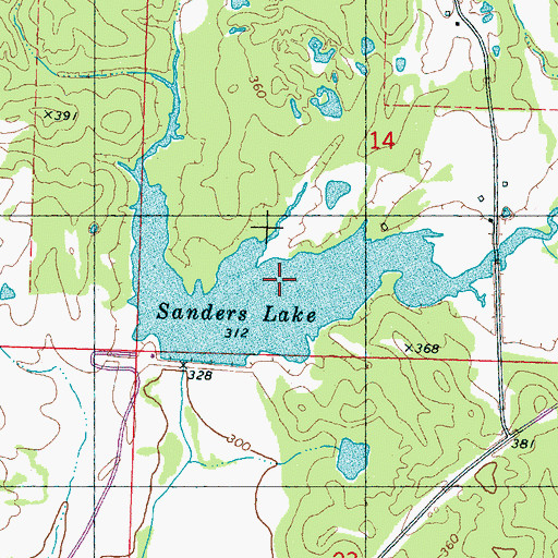 Topographic Map of Sanders Lake, MS