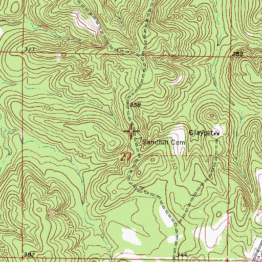 Topographic Map of Sandhill Cemetery, MS