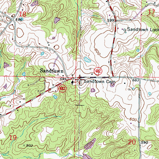 Topographic Map of Sandtown Cemetery, MS