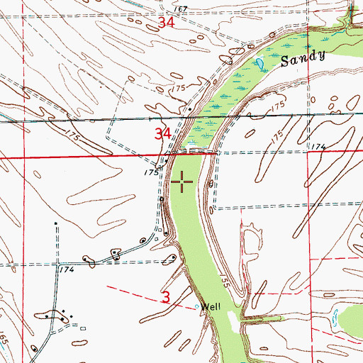 Topographic Map of Sandy Bayou, MS