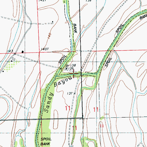 Topographic Map of Sandy Bayou, MS