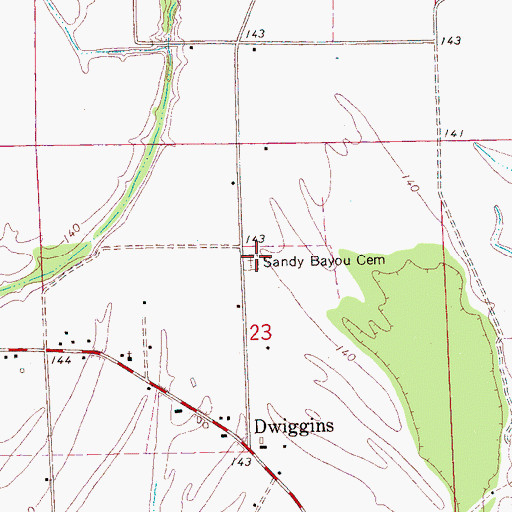 Topographic Map of Sandy Bayou Cemetery, MS