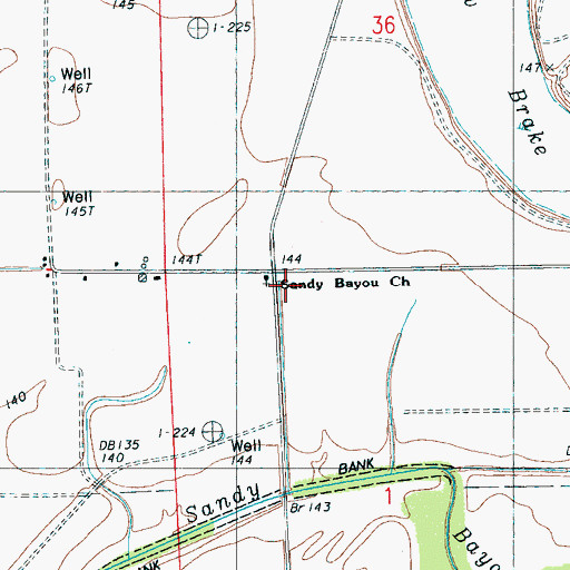 Topographic Map of Sandy Bayou Church, MS