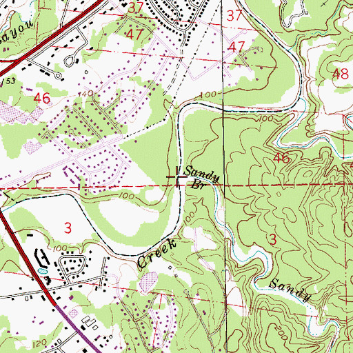 Topographic Map of Sandy Branch, MS