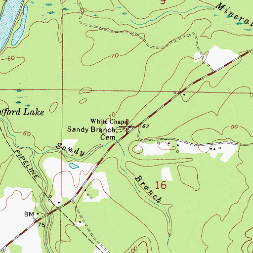 Topographic Map of Sandy Branch Cemetery, MS