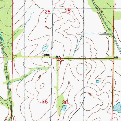 Topographic Map of Sandy Clay School, MS