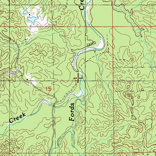 Topographic Map of Sandy Creek, MS