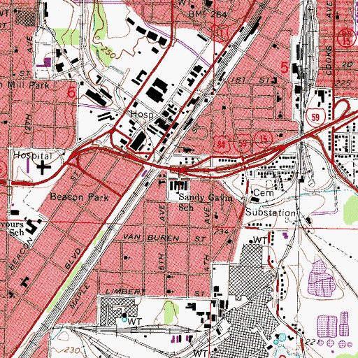 Topographic Map of Sandy Gavin School, MS