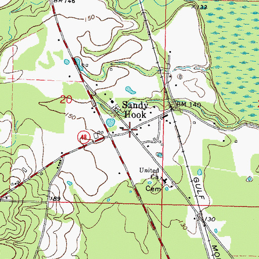 Topographic Map of Sandy Hook, MS