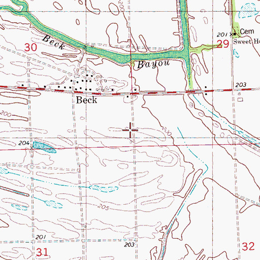 Topographic Map of Beck Church (historical), AR